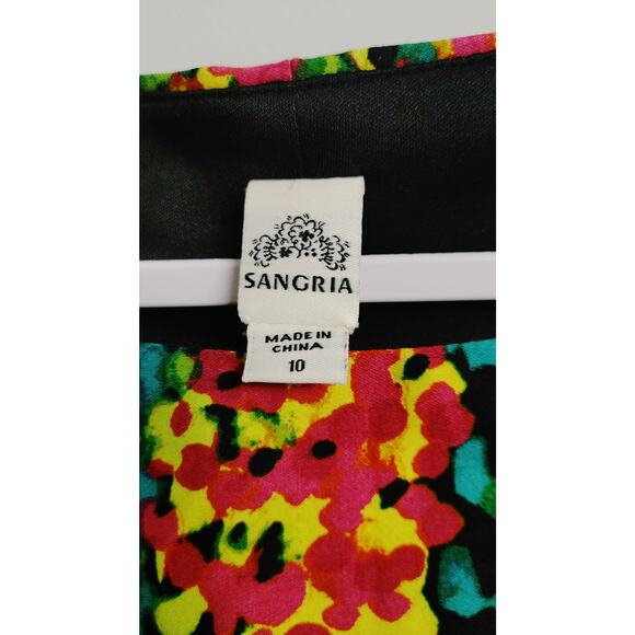 Sangria Dress Cap Sleeve Midi Multicolor Abstract Sz 10 - Picture 2 of 3